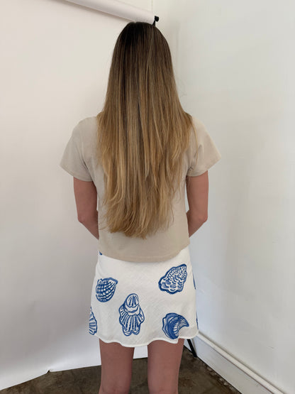 Bailey Rose Amelia Seashell Cotton Mini Skirt