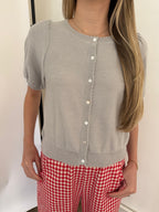 Things Between Anna Scallop Trim Knit Buttoned Top (Grey)