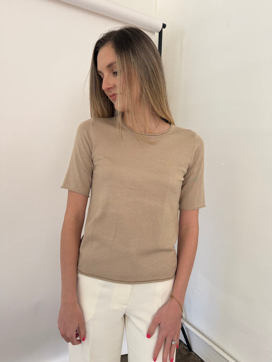 Things Between Alice Beige Basic Pullover Knit Top