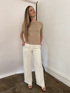 Lucy Paris Valli Ivory Wide Leg Trouser Pants