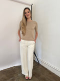Lucy Paris Valli Ivory Wide Leg Trouser Pants