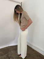 Lucy Paris Valli Ivory Wide Leg Trouser Pants