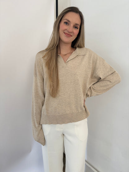 Things Between Aiden V-Neck Collared Pullover Sweater