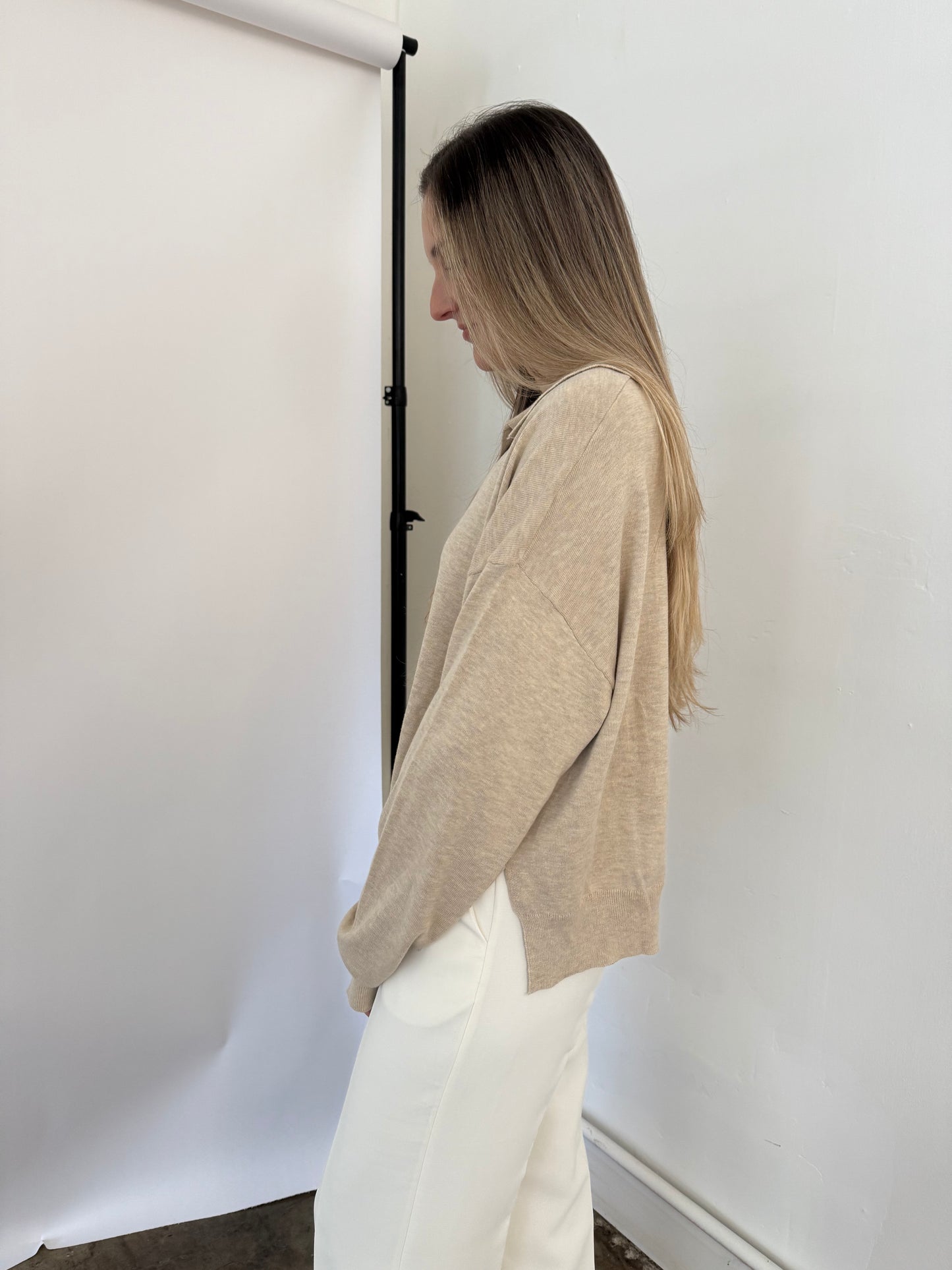 Things Between Aiden V-Neck Collared Pullover Sweater