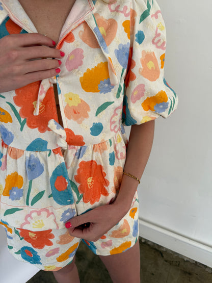 Aureum Aria Floral Print Drawstring Shorts