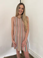 Lucy Paris Jade Blush Striped Fit Flare Mini Dress