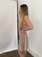 Lucy Paris Jade Blush Striped Fit Flare Mini Dress