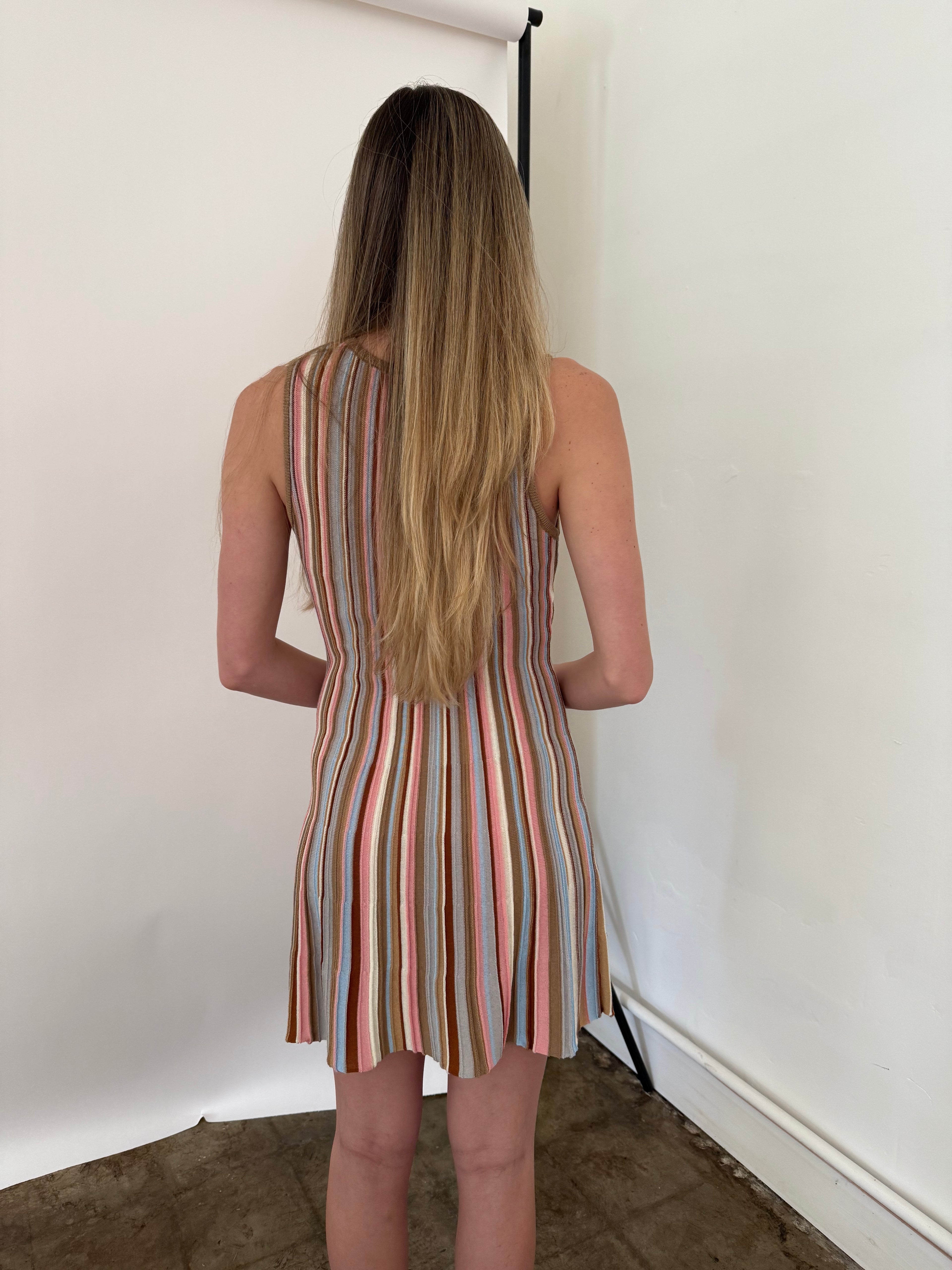 Lucy Paris Jade Blush Striped Fit Flare Mini Dress