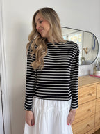 Miou Muse Aelin Black Striped Long Sleeve Top