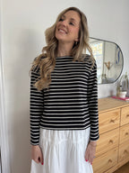 Miou Muse Aelin Black Striped Long Sleeve Top