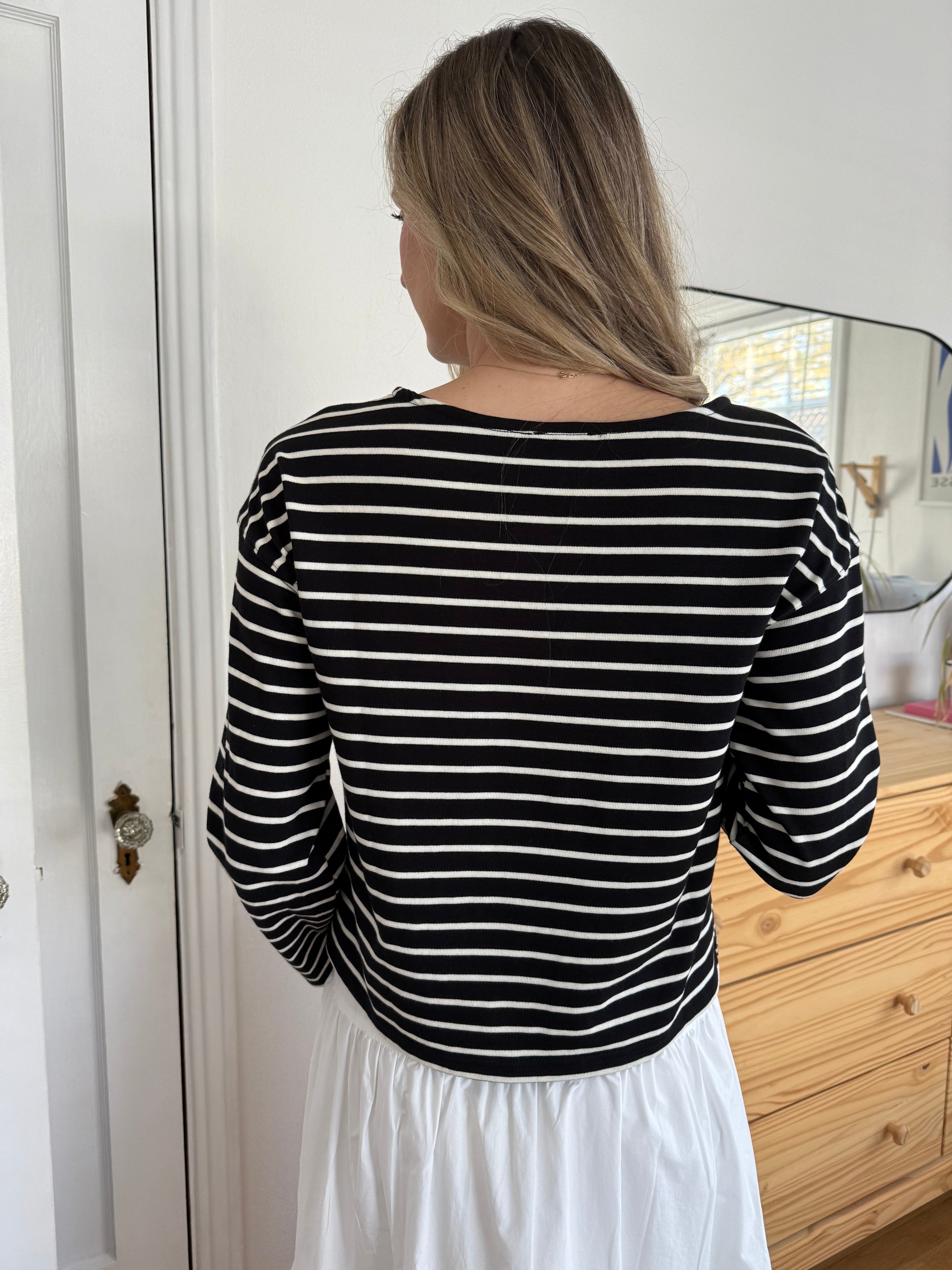 Miou Muse Aelin Black Striped Long Sleeve Top