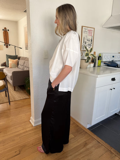 Things Between Amanda Satin Crinkle Culotte Pants (Black)