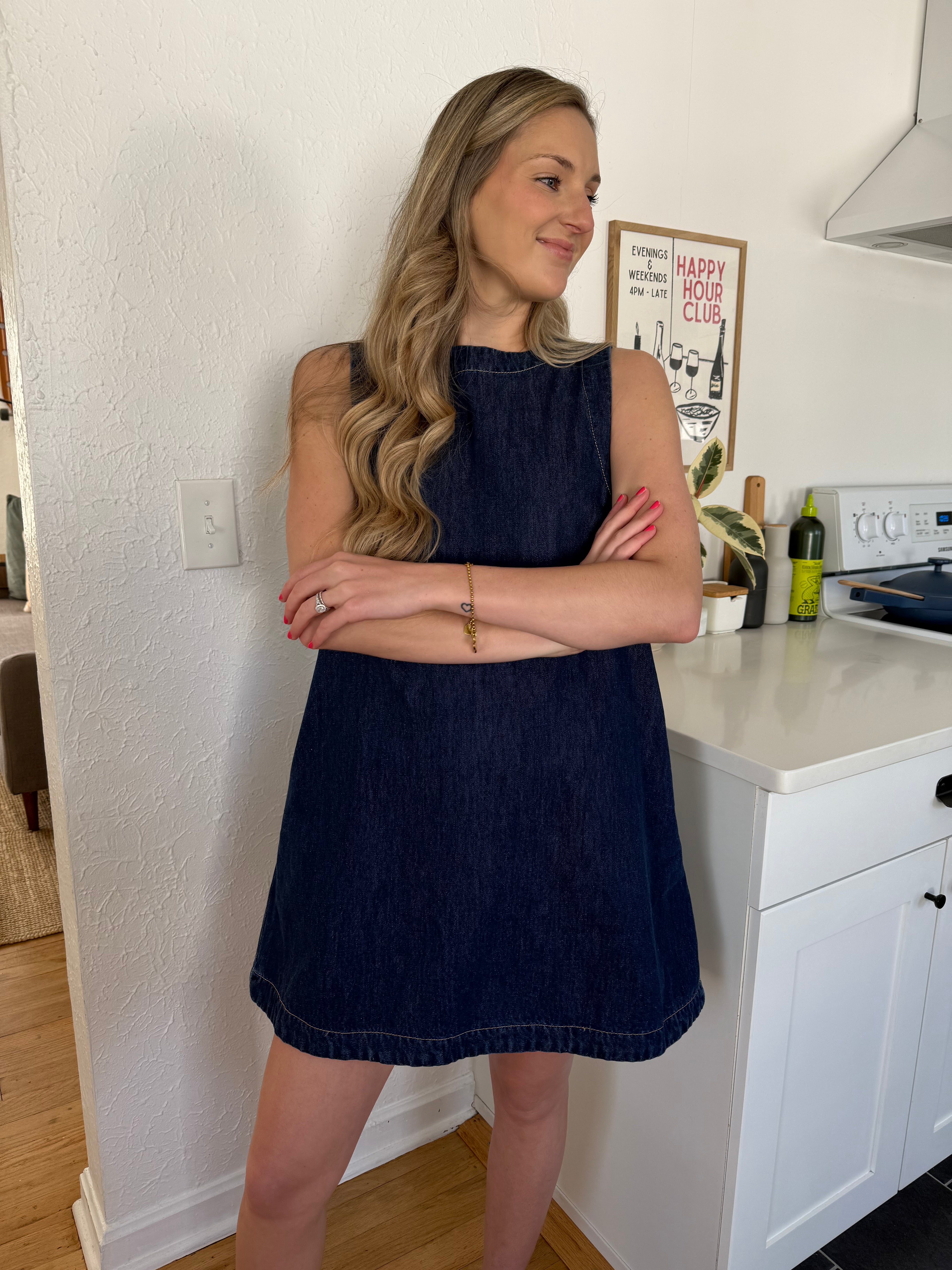 Miou Muse Angela Dark Denim Tank Mini Dress