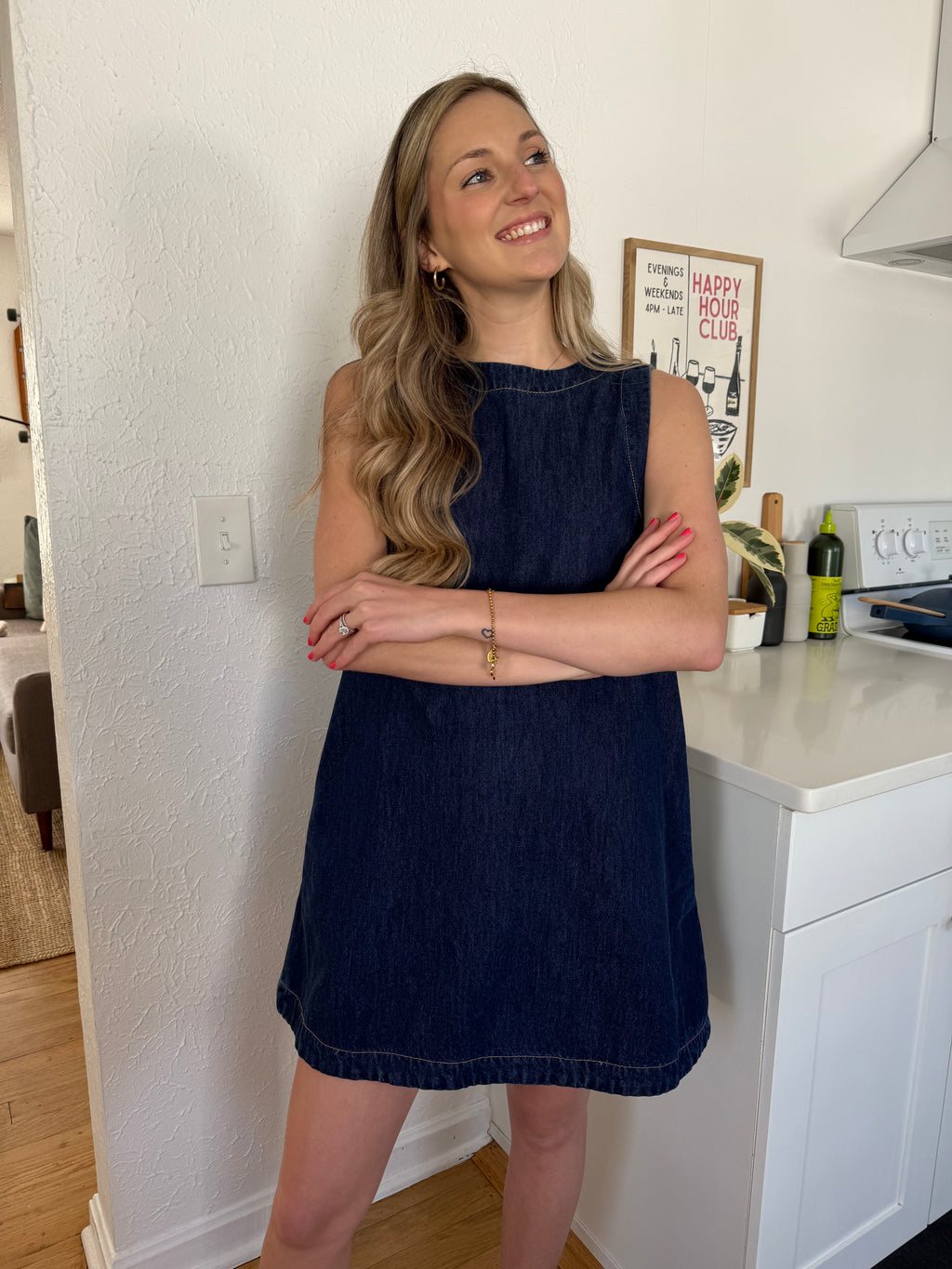 Miou Muse Angela Dark Denim Tank Mini Dress