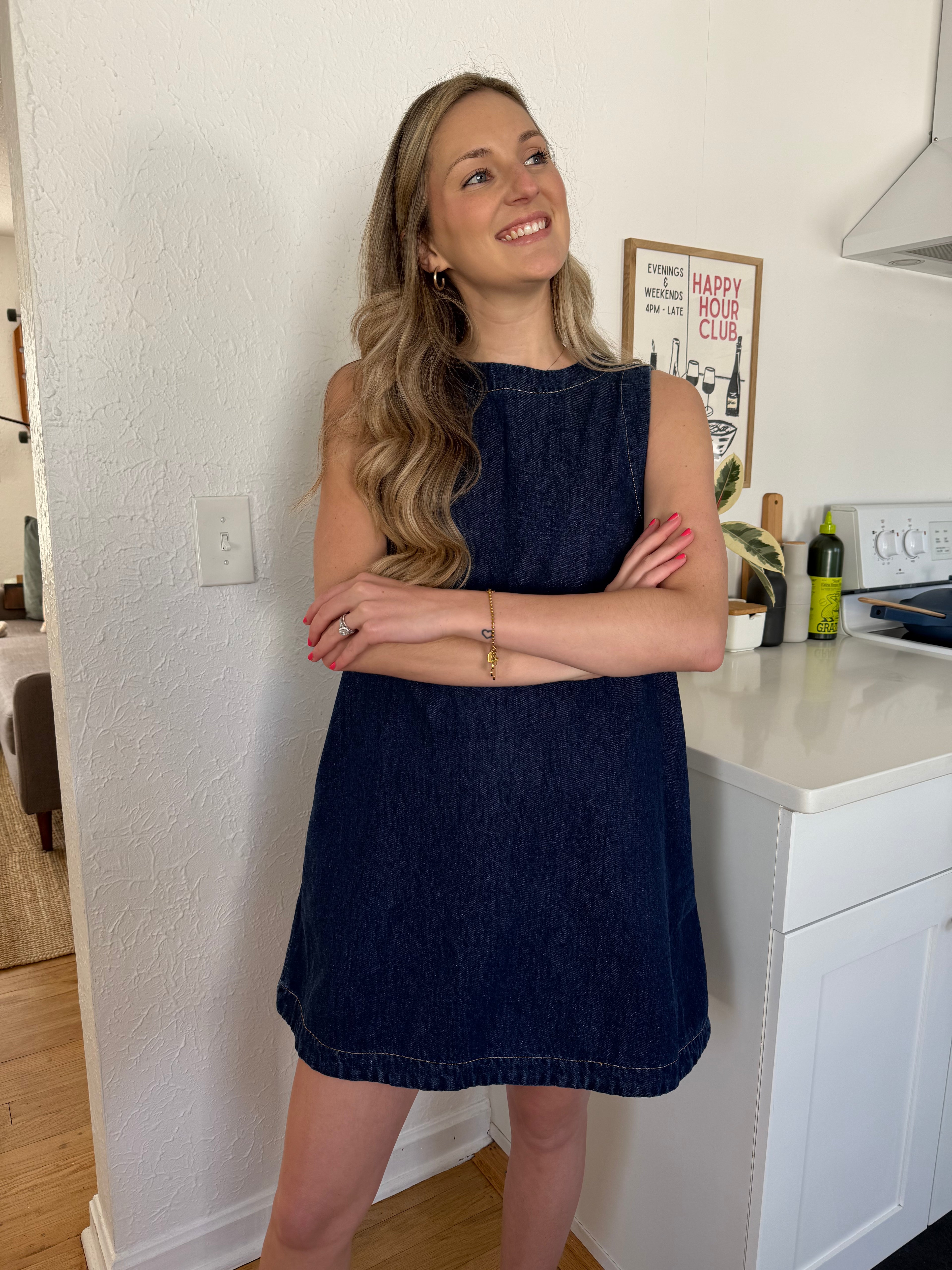 Miou Muse Angela Dark Denim Tank Mini Dress