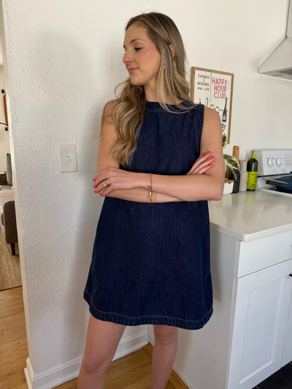 Miou Muse Angela Dark Denim Tank Mini Dress