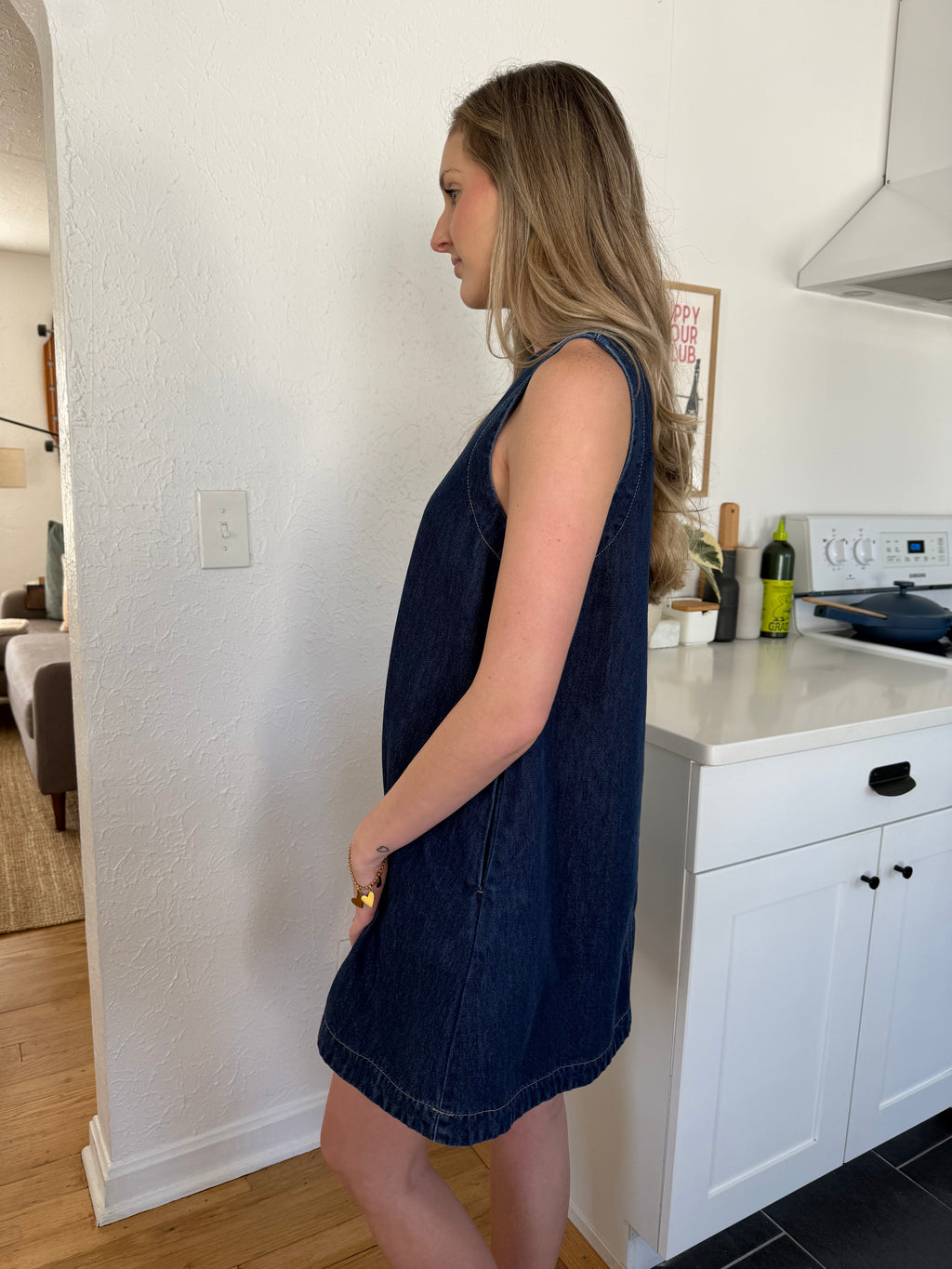 Miou Muse Angela Dark Denim Tank Mini Dress