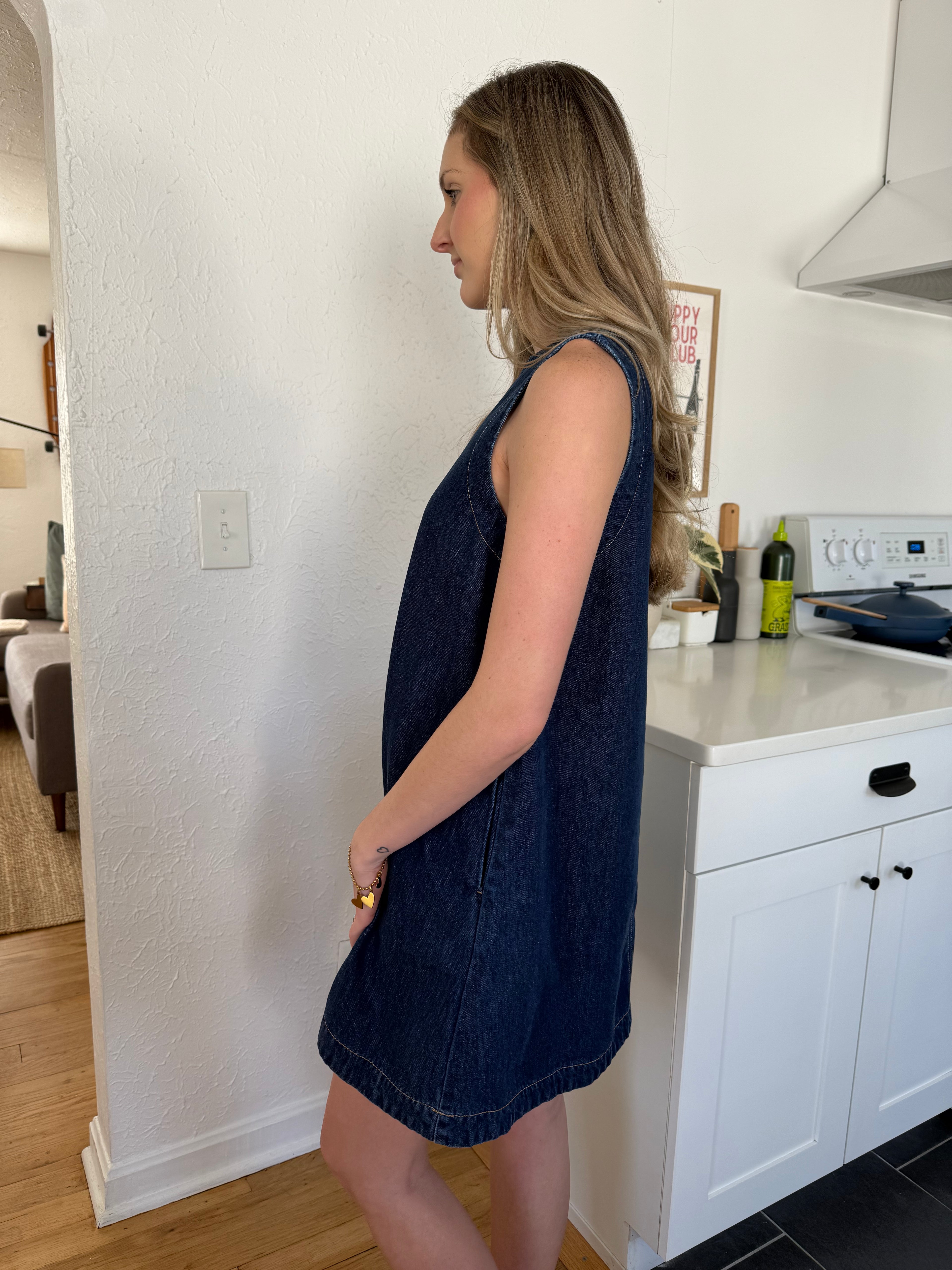 Miou Muse Angela Dark Denim Tank Mini Dress