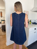 Miou Muse Angela Dark Denim Tank Mini Dress