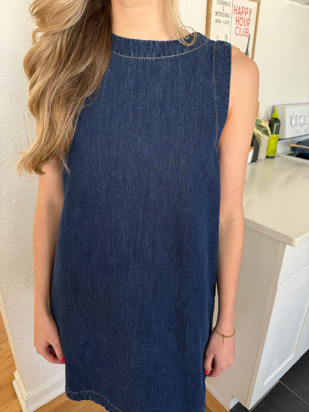 Miou Muse Angela Dark Denim Tank Mini Dress