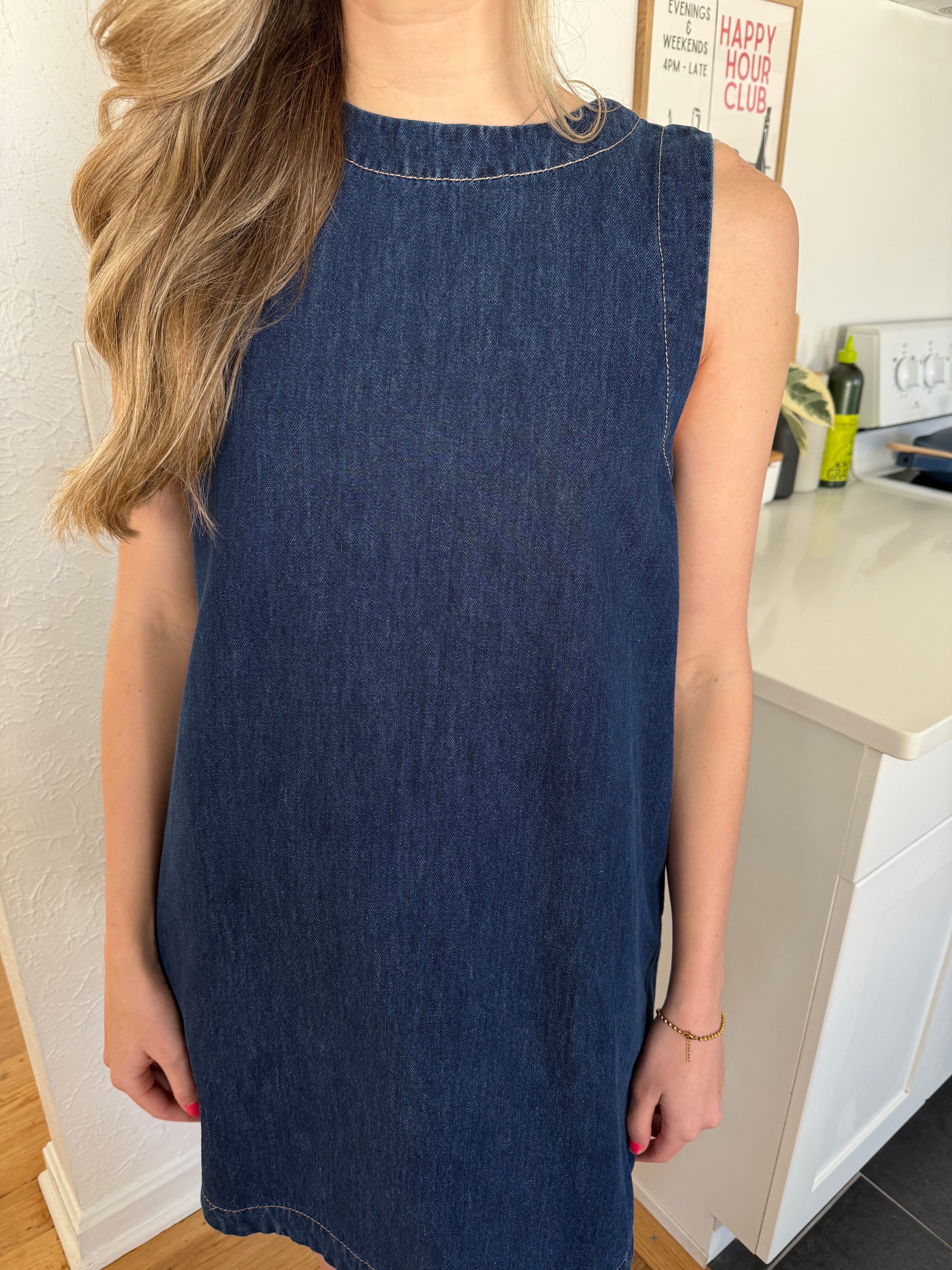 Miou Muse Angela Dark Denim Tank Mini Dress
