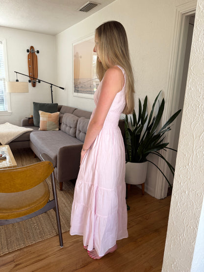 Needii Ashley Cotton Tank Smocked Midi Dress (Pink)