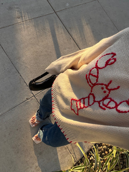 Bailey Rose Rory Knit Embroidered Pullover Sweater (Cream)
