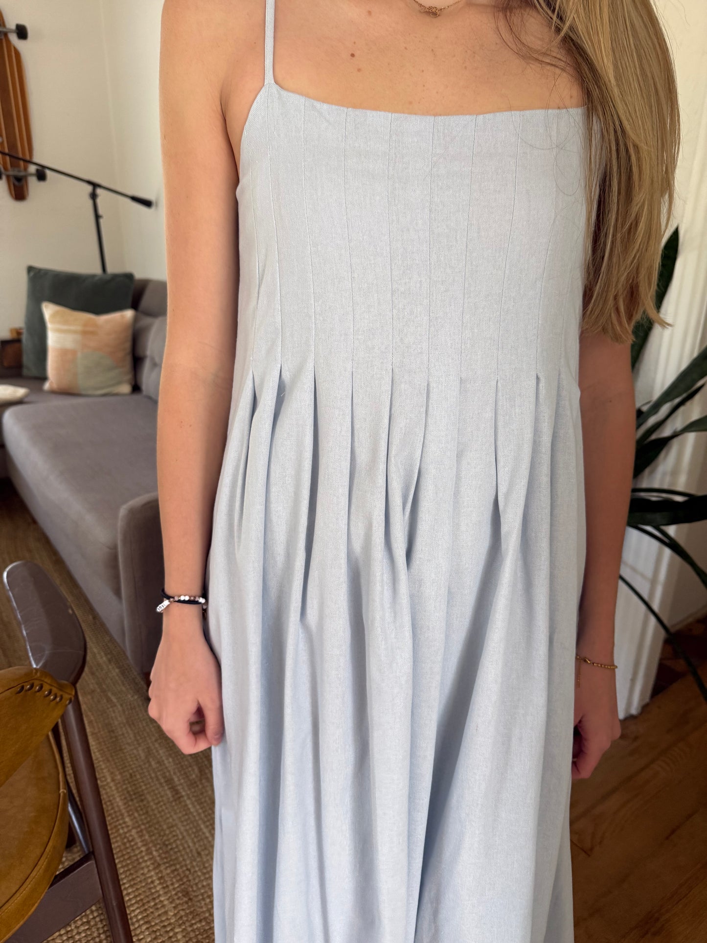 Needii Brooks Pintuck Linen Midi Dress