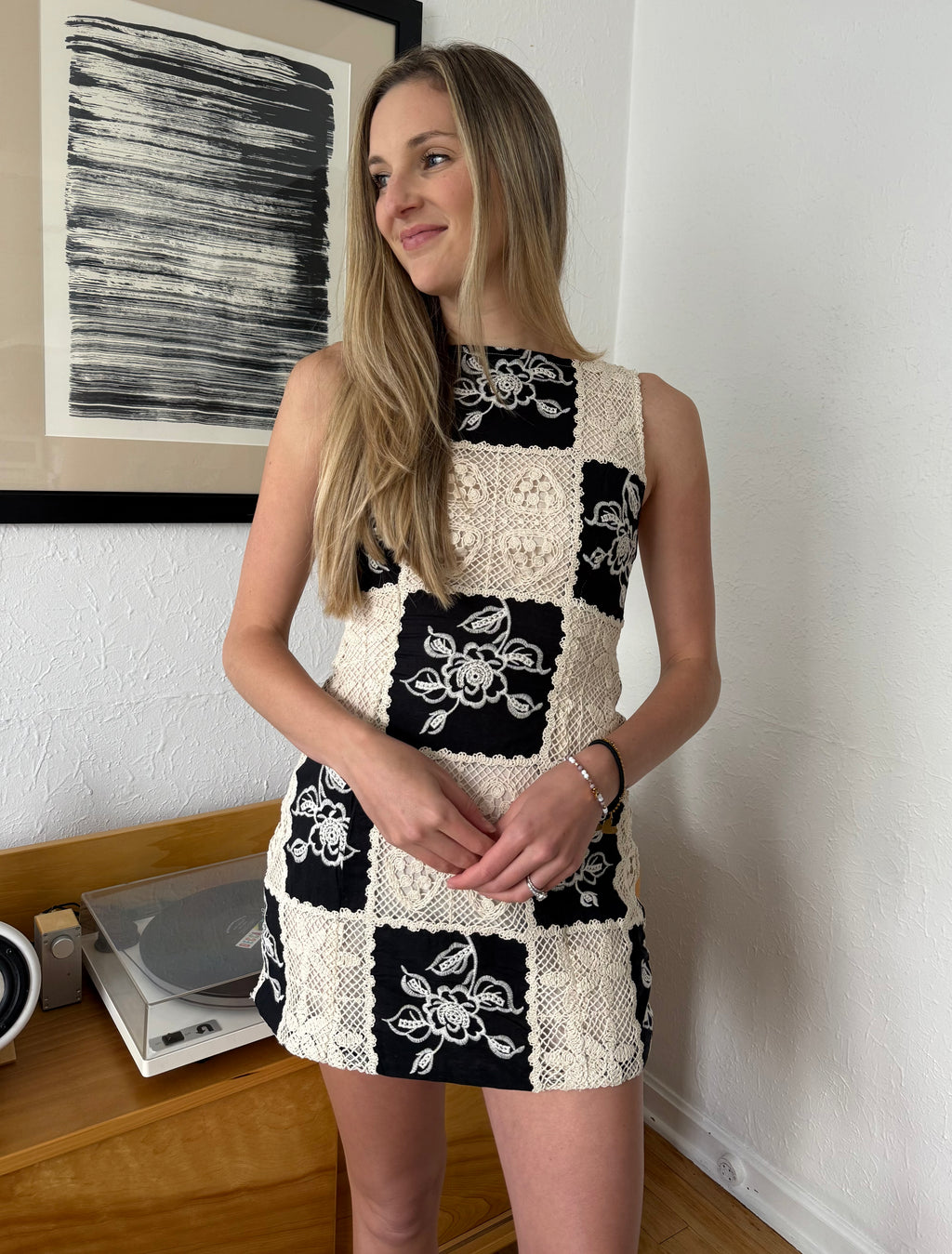 Sofie the Label Teagan Crochet Tank Mini Dress (Black)