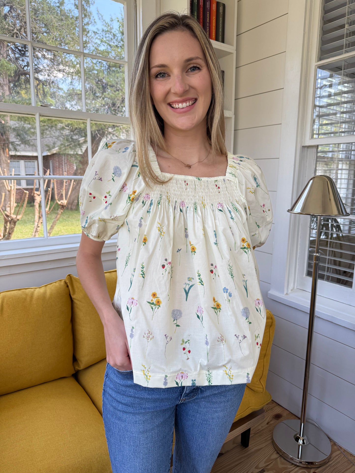 PINCH Blair Wildflower Cotton Puff Sleeve Top