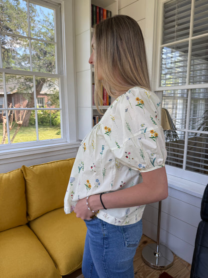 PINCH Blair Wildflower Cotton Puff Sleeve Top
