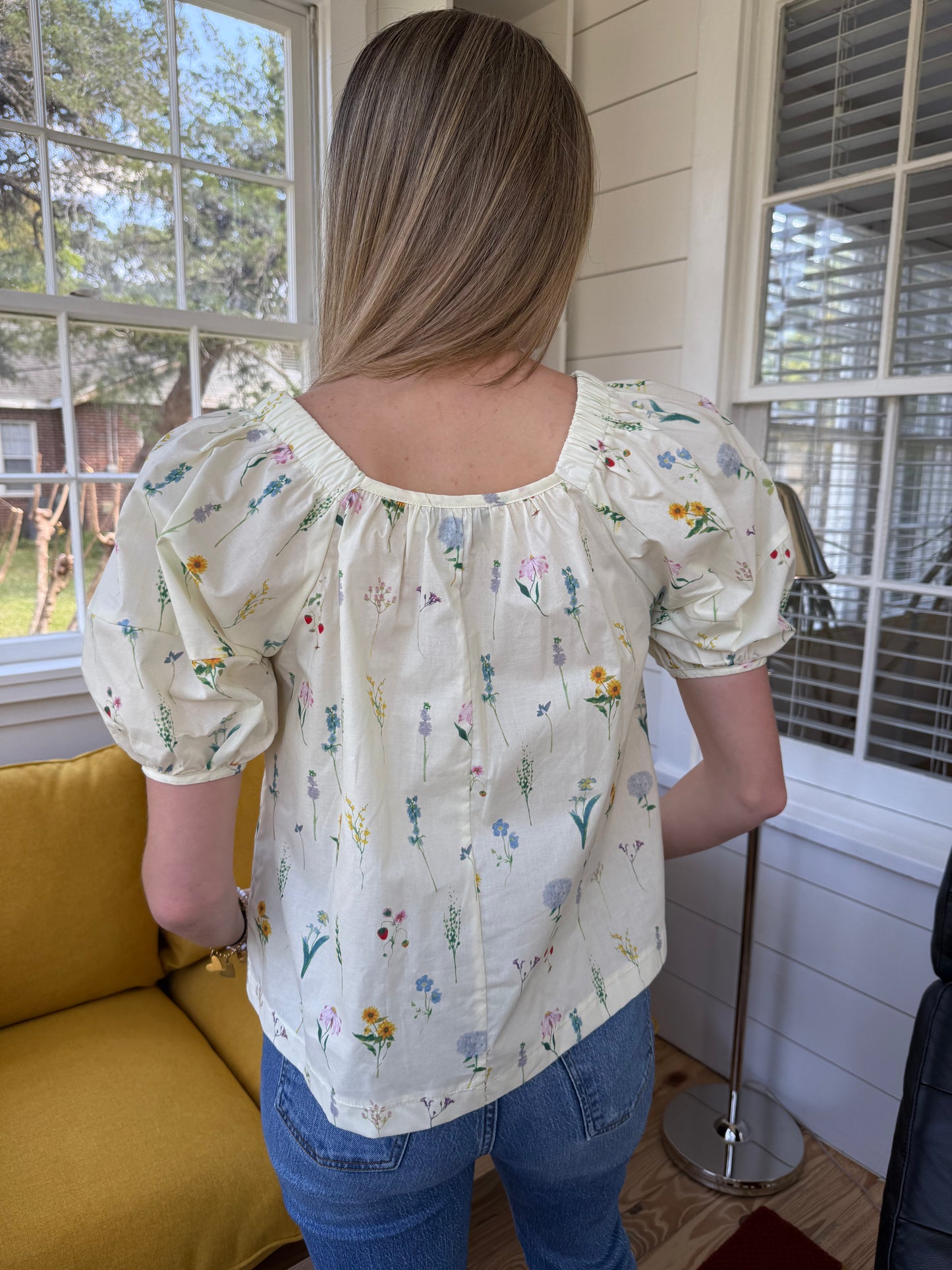 PINCH Blair Wildflower Cotton Puff Sleeve Top