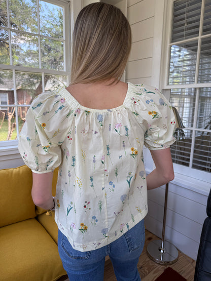 PINCH Blair Wildflower Cotton Puff Sleeve Top