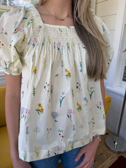 PINCH Blair Wildflower Cotton Puff Sleeve Top