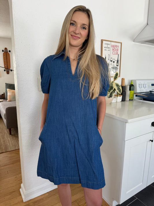 Current Air Blake Denim Collared Mini Dress