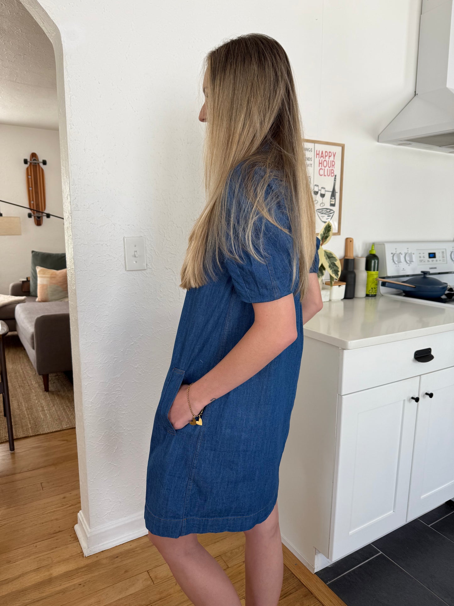 Current Air Blake Denim Collared Mini Dress