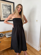 Needii Ophelia Ruched Strapless Midi Dress (Black)