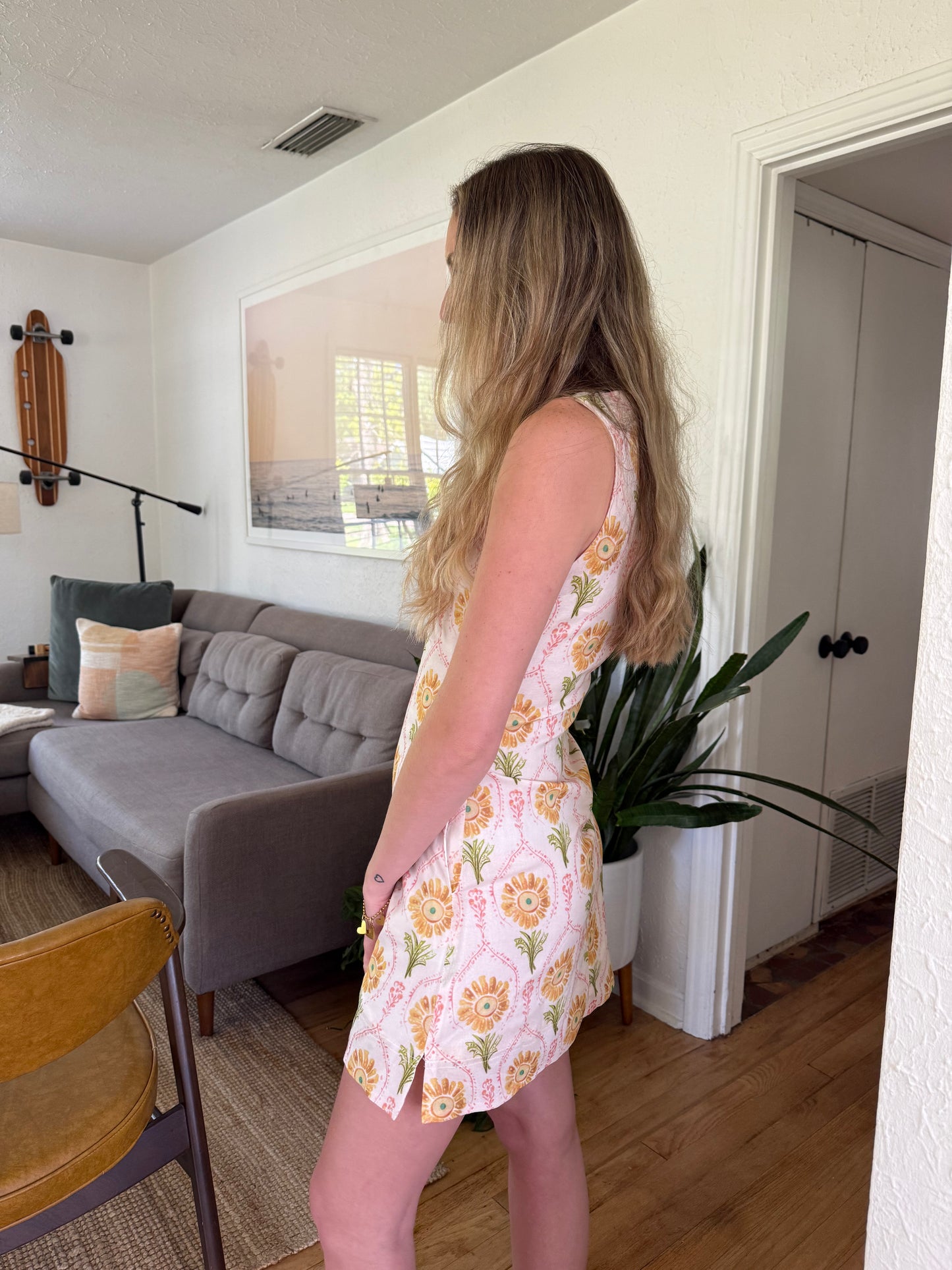 Aureum Betsy Blush Floral Print Shift Mini Dress