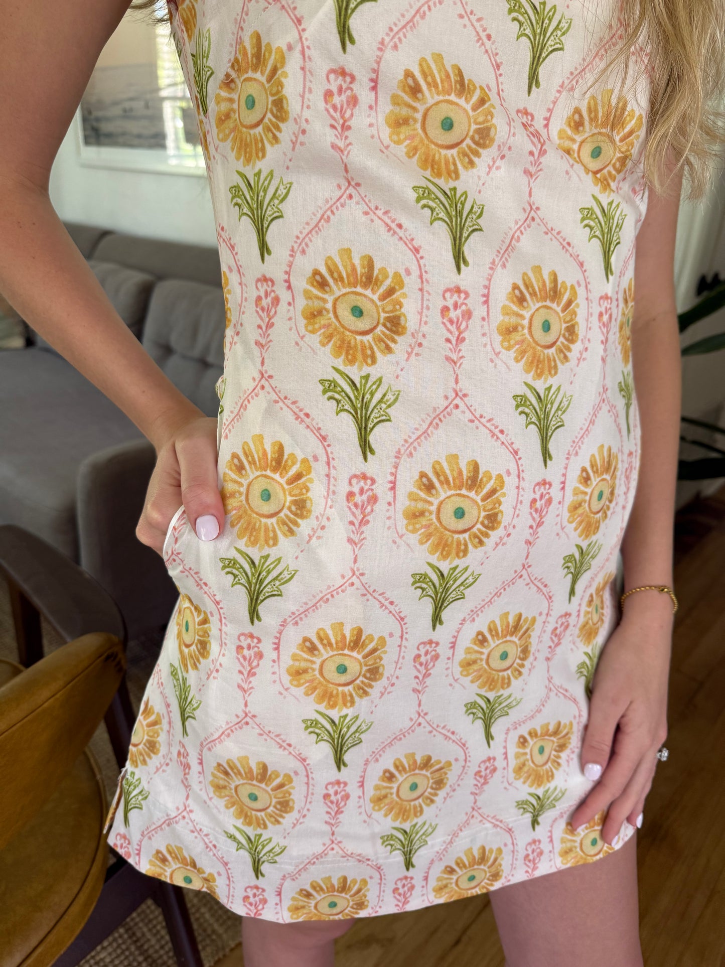 Aureum Betsy Blush Floral Print Shift Mini Dress