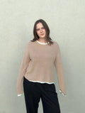 PINCH Vienna Beige Knit Layered Pullover Sweater