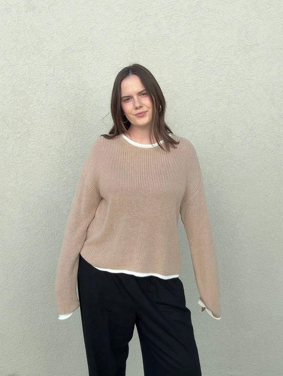 PINCH Vienna Beige Knit Layered Pullover Sweater