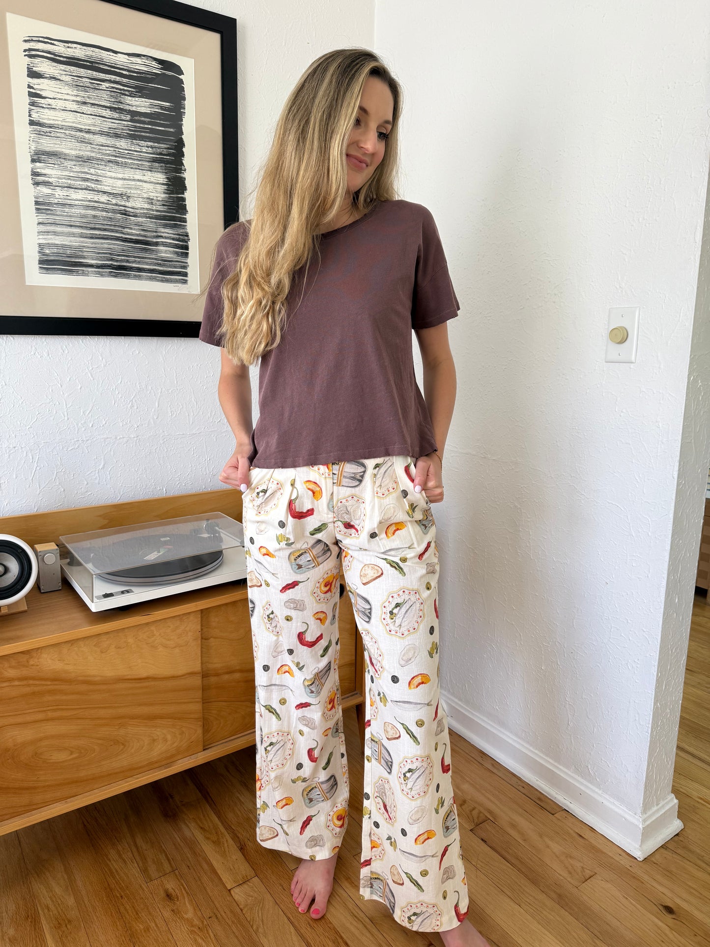 Bailey Rose Billie Coastal Picnic Printed Wide Leg Pants