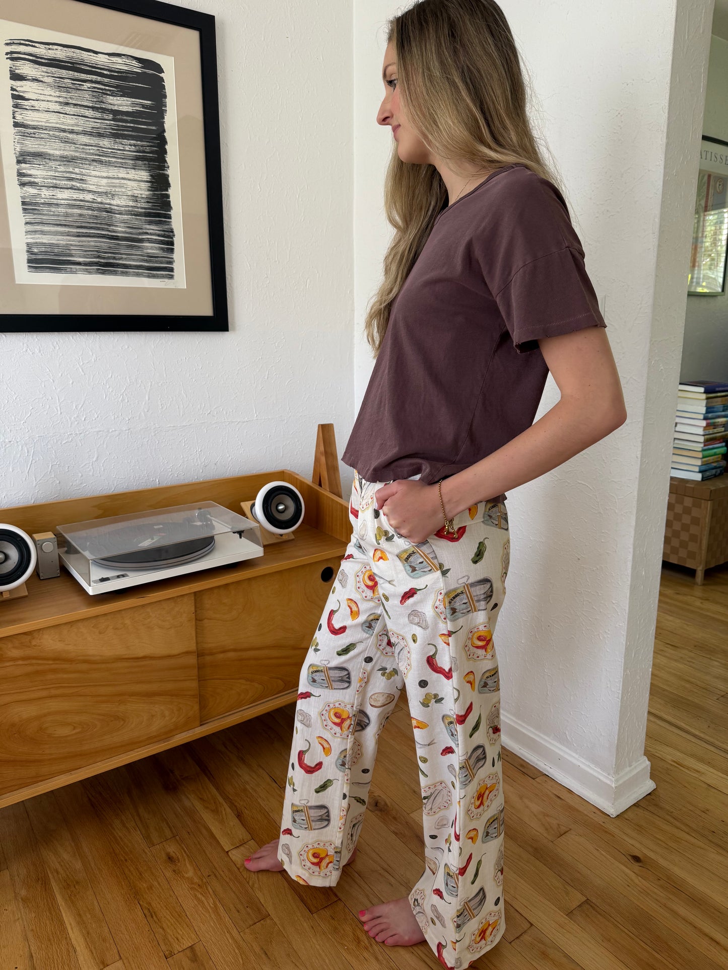 Bailey Rose Billie Coastal Picnic Printed Wide Leg Pants