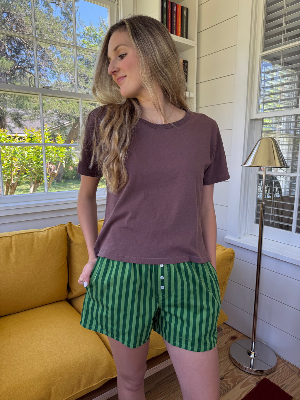 Things Between Bristol Green Striped Boxer Shorts (M)