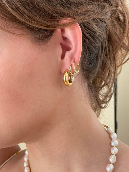 Petit Moments Moss Chunky Gold Huggie Earrings