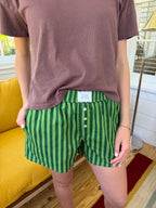 Things Between Bristol Green Striped Boxer Shorts (M)