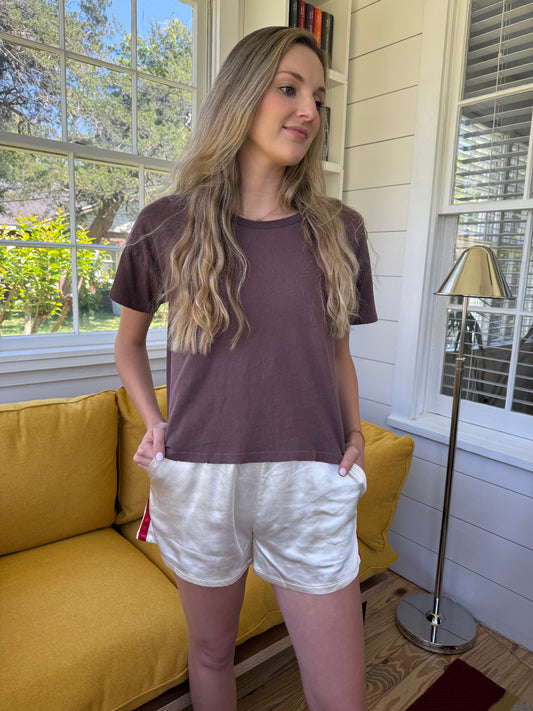 Things Between Brice Ivory Satin Stripe Boxer Shorts