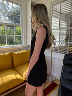 Miou Muse Serena Linen Square Neck Mini Dress (Black)