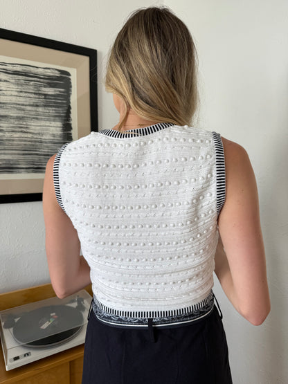 Current Air Chloe Knit Gold Buttoned Vest Top (White)