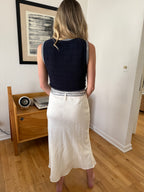 Current Air Cora Scarf Belted Cotton Midi Skirt (White)